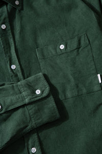 Edmmond Microcord Shirt Plain Dk Green